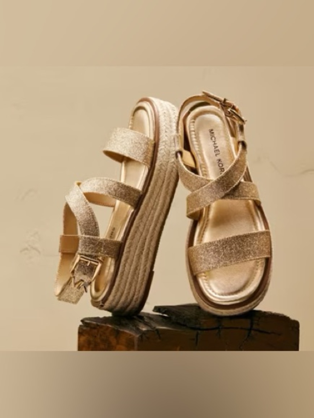 Michael Kors Metallic Gold Platform Sandals